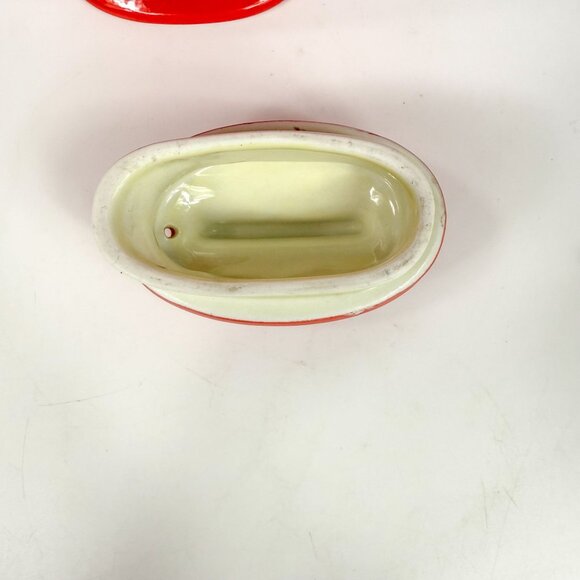 Vintage Hall China Chinese Red Donut Teapot Art Deco 3.11 6 READ - Picture 4 of 9